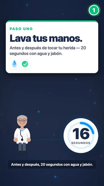 Paso Dos / Revisa la herida.